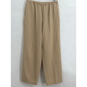 Freeport Studio Womens XS Tan Striped Wide Leg Seersucker Pants Relaxed Fit